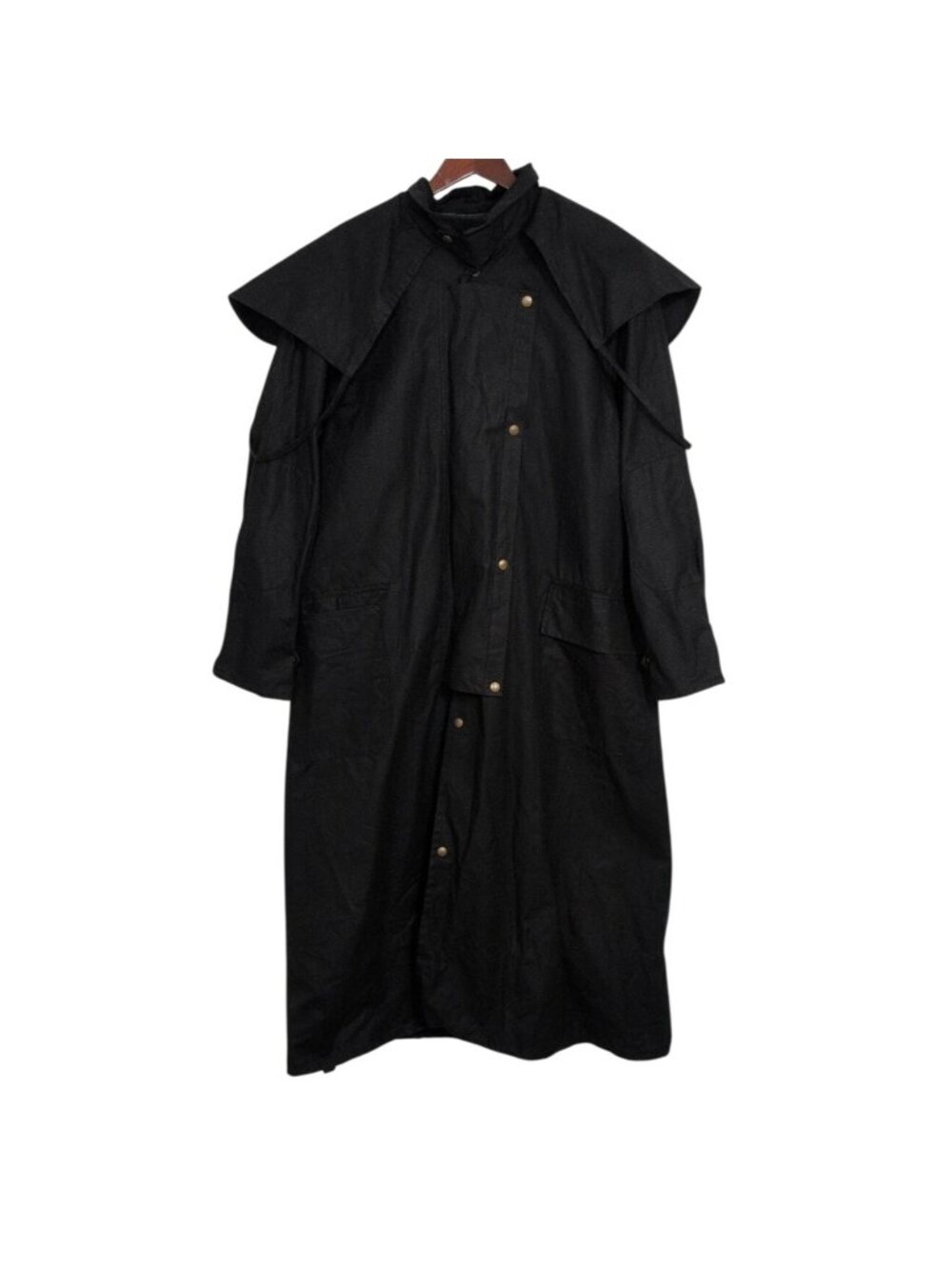 Jackeroos 6 Waxed Cotton Oilskin Duster Coat Mens Size Large Black Hunting